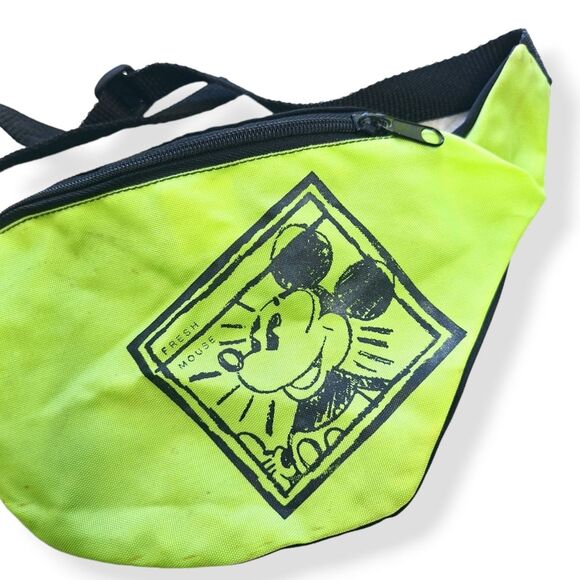 RARE VTG 1992 Disney World Neon Green Fresh Mouse Mickey Fanny Pack 90s - Picture 4 of 8